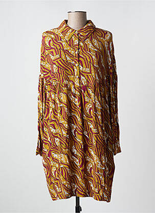Rochie scurtă croială fluidă mâneci lungi galben ALMAE femeie
