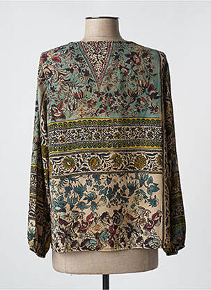Bluză imprimeu floral mâneci lungi verde SIGNE NATURE femeie