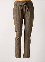 Pantalon slim talie elastică talie înaltă maro CREAM femeie