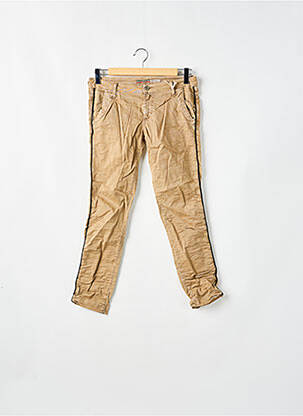 Pantalon chino broderie galoni laterali talie joasă maro PLEASE femeie
