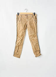 Pantalon chino broderie galoni laterali talie joasă maro PLEASE femeie