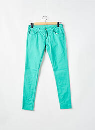 Pantalon slim țesătură poplin verde LE TEMPS DES CERISES femme