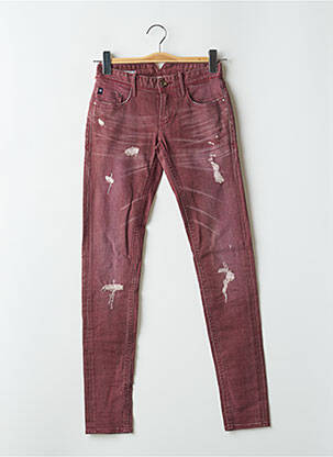 Blugi skinny efect uzat decolorat talie joasă roșu LE TEMPS DES CERISES femeie