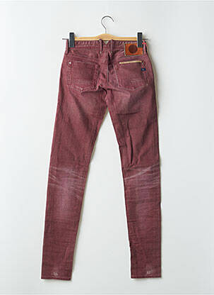Blugi skinny efect uzat decolorat talie joasă roșu LE TEMPS DES CERISES femeie