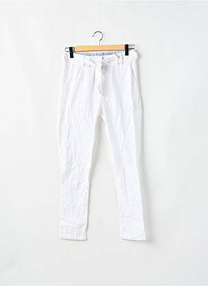 Pantalon chino țesătură poplin talie înaltă alb KAPORAL femeie