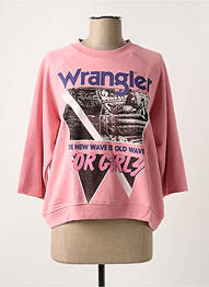 Pulover guler rotund mâneci 3/4 roz WRANGLER femme