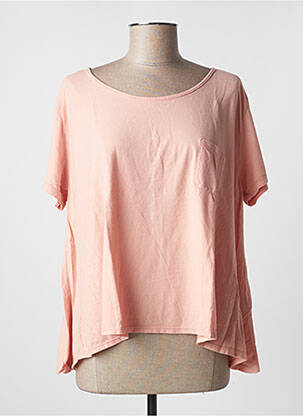 Tricou guler rotund mâneci scurte roz PLEASE femeie
