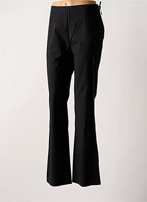 Pantalon drept țesătură poplin talie înaltă negru LOLA femeie