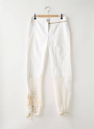 Pantalon 7/8 țesătură poplin mărime normală alb OHDD femeie