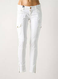 Pantalon cargo subțire talie joasă alb FIVE PM femme