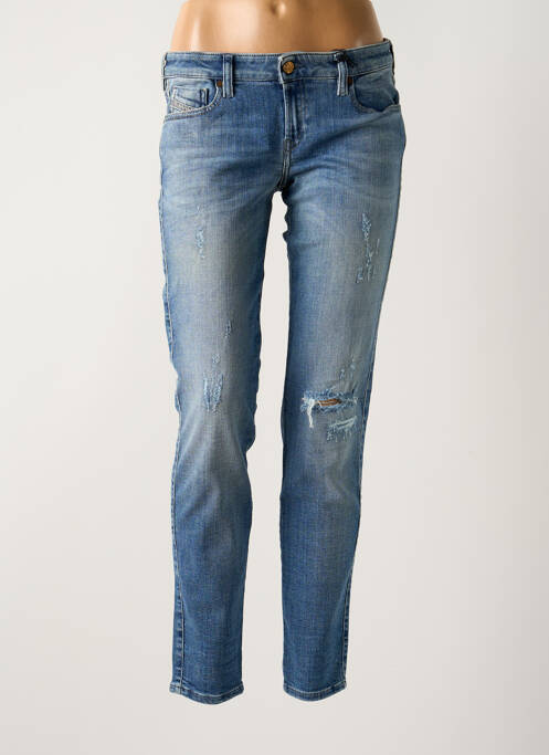 Blugi cu croială slim efect uzat decolorat talie joasă albastru DIESEL femme