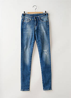 Blugi cu croială slim efect uzat decolorat talie joasă albastru PEPE JEANS femeie