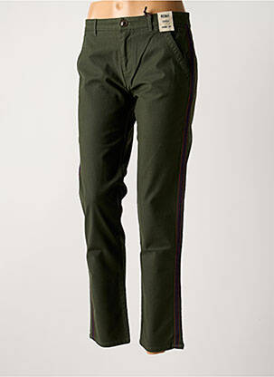 Pantalon chino țesătură poplin mărime normală verde REIKO femeie