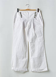 Pantalon chino țesătură poplin talie înaltă alb FREEMAN T.PORTER femeie
