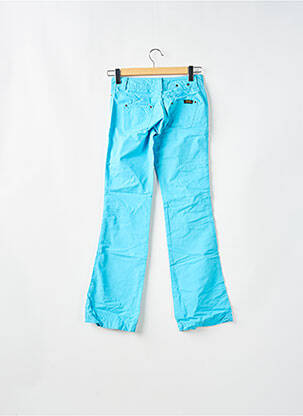 Pantalon drept țesătură poplin talie joasă albastru TEDDY SMITH femeie