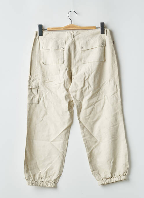 Pantalon cargo închidere cu fermoar sub clapetă cu capse talie joasă bej SESSUN femme