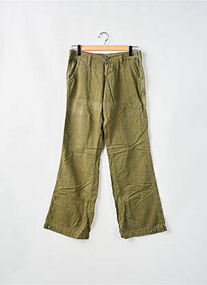 Pantalon drept țesătură poplin talie joasă verde LOIS femeie