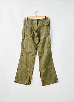 Pantalon drept țesătură poplin talie joasă verde LOIS femeie