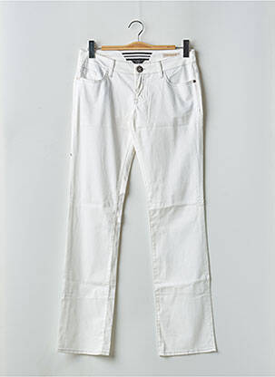 Pantalon drept țesătură poplin talie joasă bej GUESS femeie