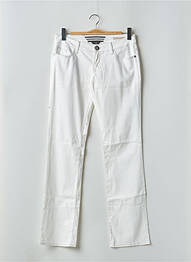 Pantalon drept țesătură poplin talie joasă bej GUESS femeie