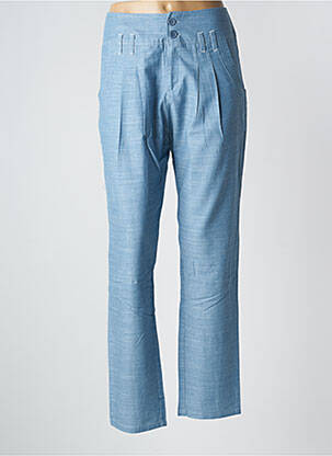 Pantalon drept talie cu cleme talie înaltă albastru 2 TWO femeie