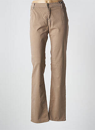 Pantalon slim țesătură poplin mărime normală maro IMPAQ1 femeie