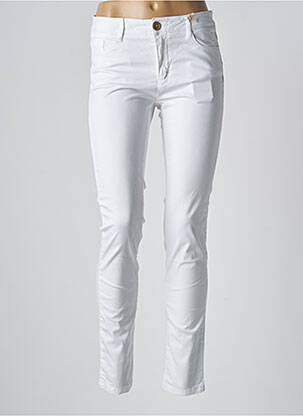 Pantalon slim țesătură poplin mărime normală alb MAYJUNE femeie