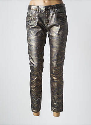 Pantalon 7/8 elasticitate talie joasă verde CORLEONE femeie