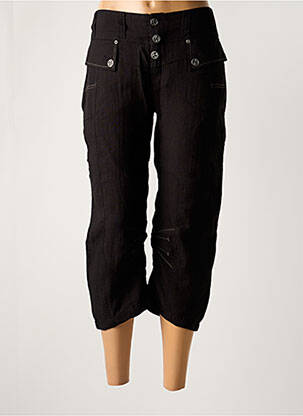 Pantalon trei sferturi talie elastică negru ET COMPAGNIE femeie