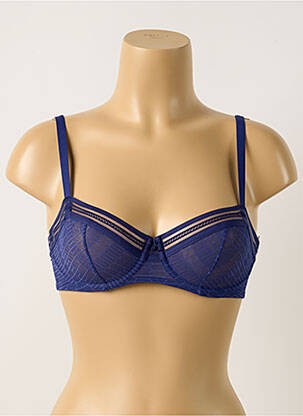 Sutien efect material satinat sutien cupe întregi cu decolteu înalt albastru PASSIONATA femeie