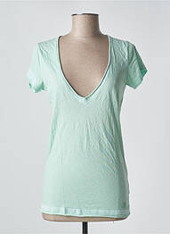Tricou guler în v mâneci scurte verde TEDDY SMITH femeie