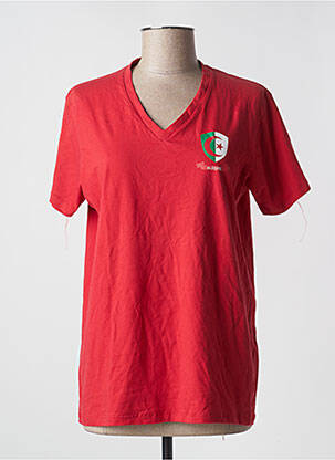 Tricou serigrafie flockată mâneci scurte roșu EN FLAG femeie