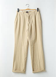 Pantalon chino țesătură poplin talie înaltă bej CIMARRON femme