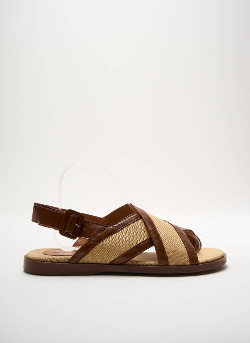 Sandale/pantofi decupați material neted toc plat până la 3 cm maro ANONYMOUS COPENHAGEN femme