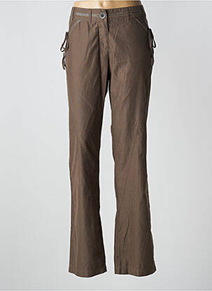 Pantalon drept țesătură poplin talie joasă maro SALT & PEPPER femeie
