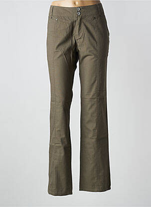 Pantalon drept țesătură poplin talie joasă verde SALT & PEPPER femeie