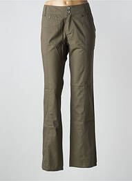 Pantalon drept țesătură poplin talie joasă verde SALT & PEPPER femme