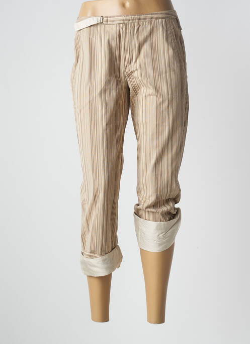 Pantalon trei sferturi țesătură poplin mărime normală bej ONE STEP femme