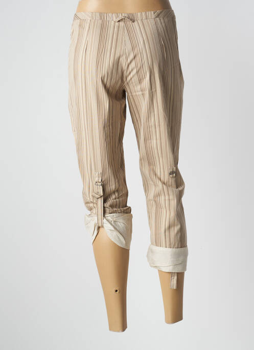 Pantalon trei sferturi țesătură poplin mărime normală bej ONE STEP femme