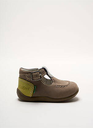 Sandale/pantofi decupați nubuc vârf rotund verde KICKERS băiat