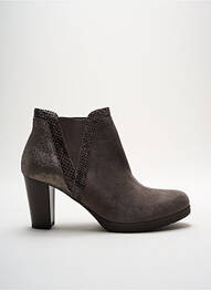 Botine/ghete țesătură satinată toc de 7 la 9 cm maro REQINS femme