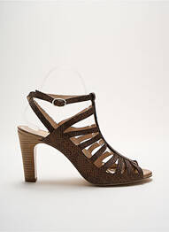 Sandale/pantofi decupați țesătură satinată toc de 7 la 9 cm maro ROSEMETAL femme