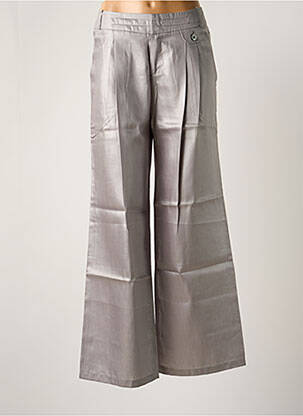 Pantalon larg talie cu cleme mărime normală gri ONE STEP femme