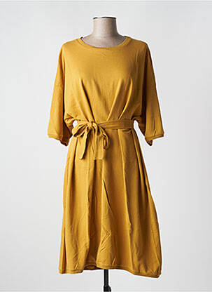 Rochie midi croială fluidă mâneci 3/4 galben AMERICAN VINTAGE femeie
