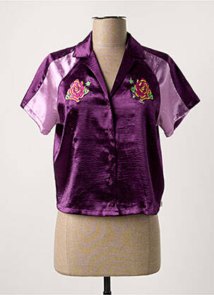 Cămașă croială fluidă mâneci scurte violet OBEY femeie