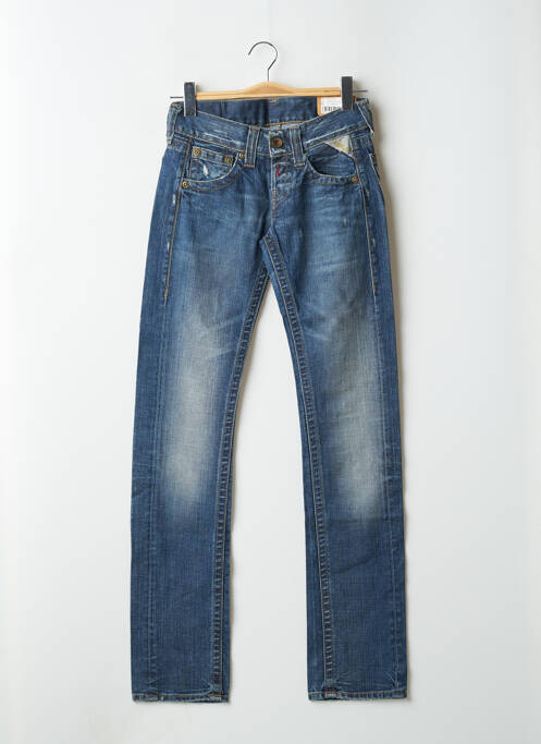 Blugi cu croială slim efect uzat decolorat talie joasă albastru REPLAY femme