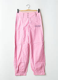 Pantalon drept țesătură poplin talie joasă roz BE YOU K femme