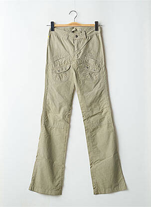 Pantalon drept țesătură poplin talie joasă verde SCHOOL RAG femeie
