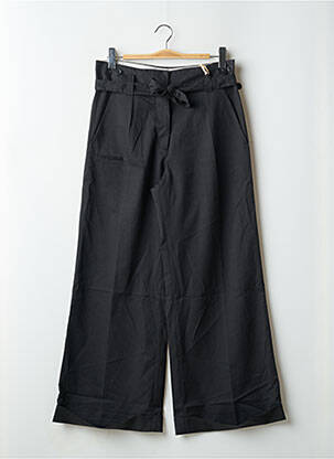 Pantalon larg țesătură poplin talie înaltă negru LTB femeie