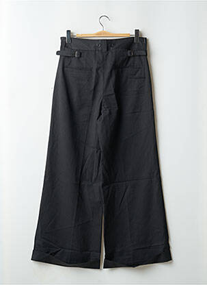 Pantalon larg țesătură poplin talie înaltă negru LTB femeie